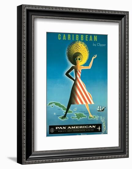 Pan American: Caribbean by Clipper, c.1958-Jean Carlu-Framed Art Print