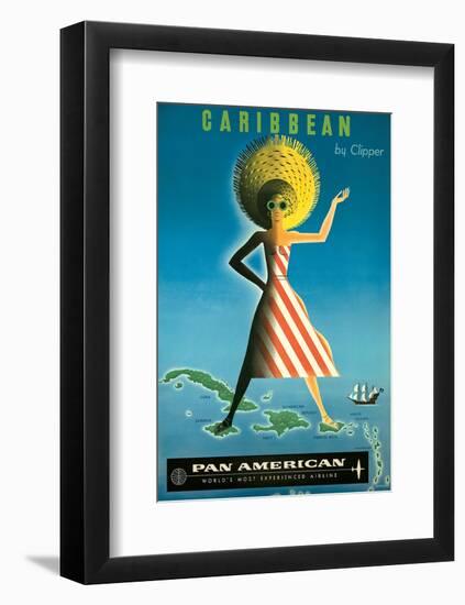 Pan American: Caribbean by Clipper, c.1958-Jean Carlu-Framed Art Print