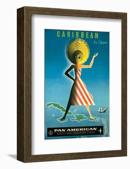 Pan American: Caribbean by Clipper, c.1958-Jean Carlu-Framed Art Print