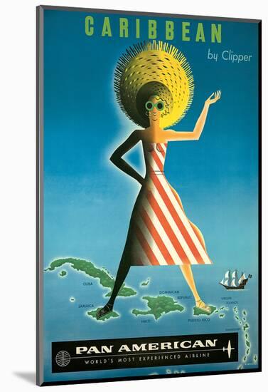 Pan American: Caribbean by Clipper, c.1958-Jean Carlu-Mounted Art Print