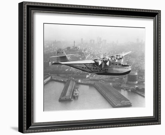 Pan American China Clipper and San Francisco Skyline Photograph No.1 - San Francisco, CA-Lantern Press-Framed Art Print