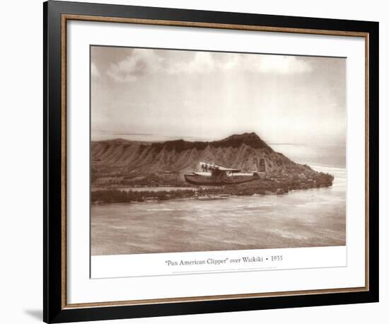 Pan American Clipper over Waikiki, Hawaii, 1935-Clyde Sunderland-Framed Art Print