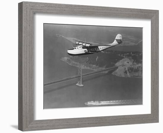 Pan American Philippine Martin Clipper over San Francisco Photograph - San Francisco, CA-Lantern Press-Framed Art Print