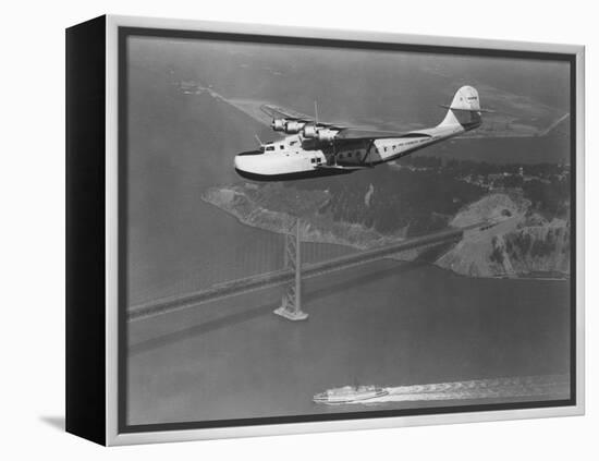 Pan American Philippine Martin Clipper over San Francisco Photograph - San Francisco, CA-Lantern Press-Framed Stretched Canvas