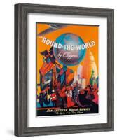 Pan American: Round the World by Clipper, c.1949-M^ Von Arenburg-Framed Giclee Print