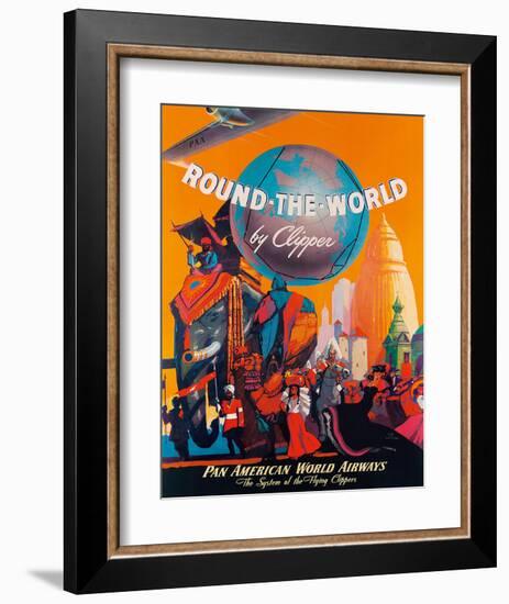 Pan American: Round the World by Clipper, c.1949-M^ Von Arenburg-Framed Giclee Print
