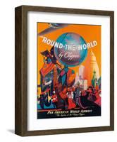 Pan American: Round the World by Clipper, c.1949-M^ Von Arenburg-Framed Giclee Print