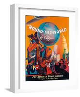 Pan American: Round the World by Clipper, c.1949-M^ Von Arenburg-Framed Giclee Print