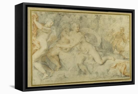 Pan and a Companion Surprise Three Nymphs Bathing-Pietro da Pietri-Framed Premier Image Canvas