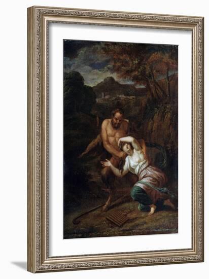 Pan and the Nymph Syrinx, 17th Century-Sébastien Bourdon-Framed Giclee Print