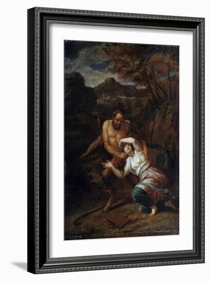 Pan and the Nymph Syrinx, 17th Century-Sébastien Bourdon-Framed Giclee Print