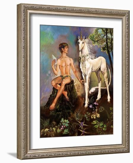 Pan and Unicorn-Judy Mastrangelo-Framed Giclee Print