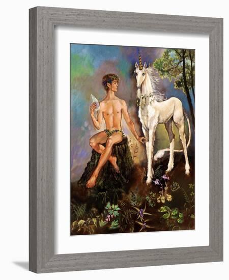 Pan and Unicorn-Judy Mastrangelo-Framed Giclee Print