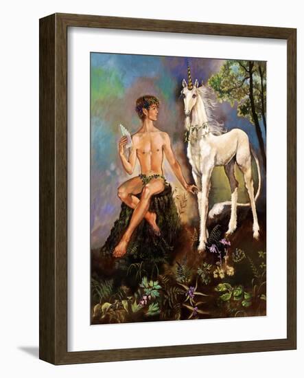 Pan and Unicorn-Judy Mastrangelo-Framed Giclee Print