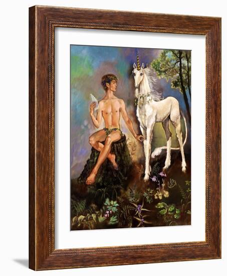 Pan and Unicorn-Judy Mastrangelo-Framed Giclee Print