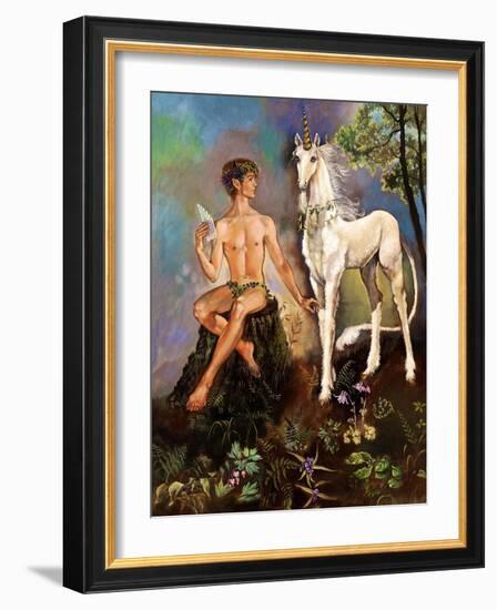 Pan and Unicorn-Judy Mastrangelo-Framed Giclee Print