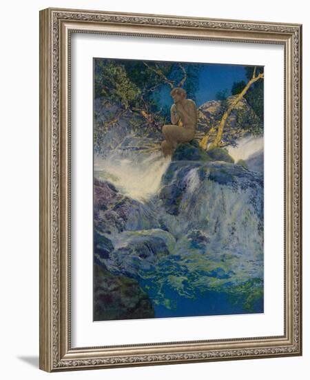 Pan by a Stream-Maxfield Parrish-Framed Photographic Print