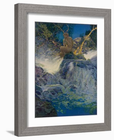 Pan by a Stream-Maxfield Parrish-Framed Photographic Print