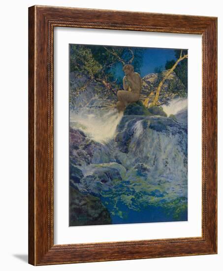 Pan by a Stream-Maxfield Parrish-Framed Photographic Print