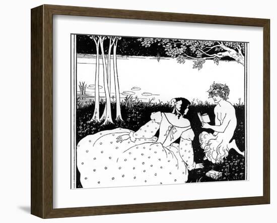 Pan Reading to a Woman by a Brook, 1898-Aubrey Beardsley-Framed Giclee Print