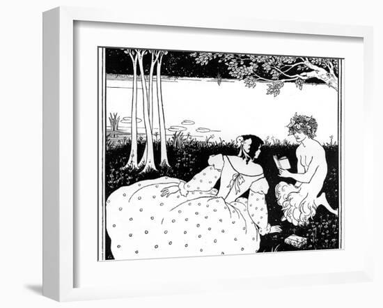 Pan Reading to a Woman by a Brook, 1898-Aubrey Beardsley-Framed Giclee Print