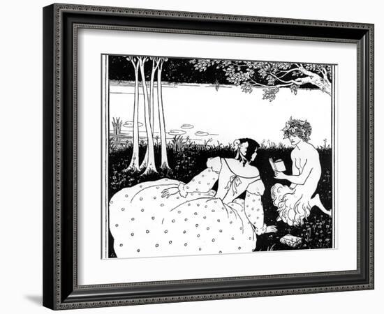 Pan Reading to a Woman by a Brook, 1898-Aubrey Beardsley-Framed Giclee Print