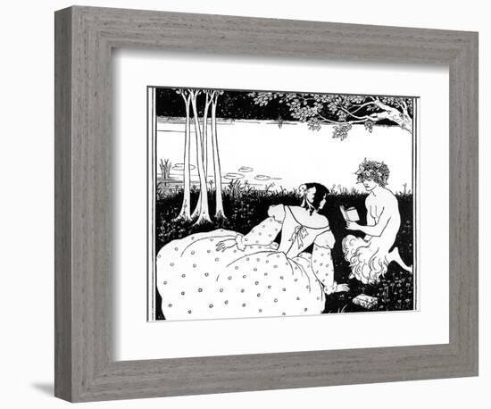 Pan Reading to a Woman by a Brook, 1898-Aubrey Beardsley-Framed Giclee Print