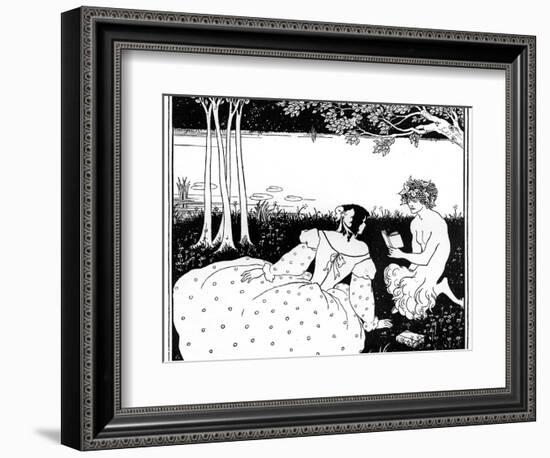 Pan Reading to a Woman by a Brook, 1898-Aubrey Beardsley-Framed Giclee Print