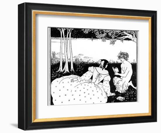 Pan Reading to a Woman by a Brook, 1898-Aubrey Beardsley-Framed Giclee Print