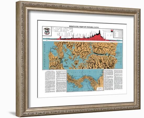 Panama Canal, Map of Panama-null-Framed Giclee Print