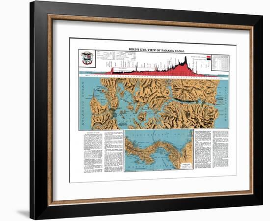 Panama Canal, Map of Panama-null-Framed Giclee Print