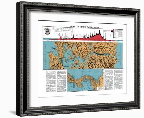 Panama Canal, Map of Panama-null-Framed Giclee Print