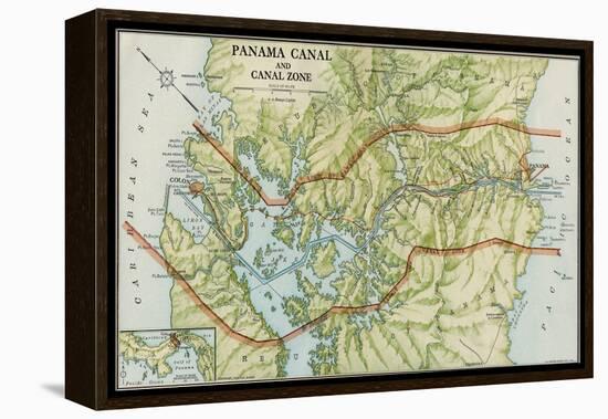 Panama Canal Zone Map, 1913 - north Diagonally Left-null-Framed Premier Image Canvas