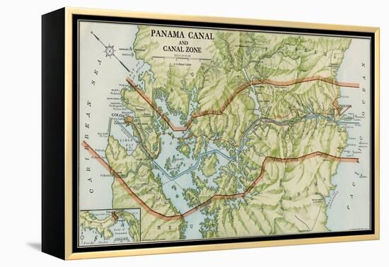 Panama Canal Zone Map, 1913 - north Diagonally Left-null-Framed Premier Image Canvas