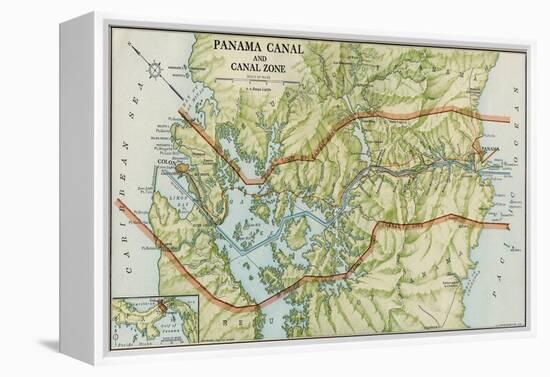 Panama Canal Zone Map, 1913 - north Diagonally Left-null-Framed Premier Image Canvas