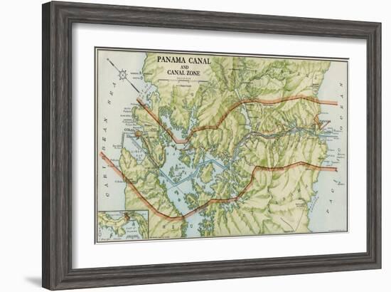 Panama Canal Zone Map, 1913 - north Diagonally Left-null-Framed Giclee Print