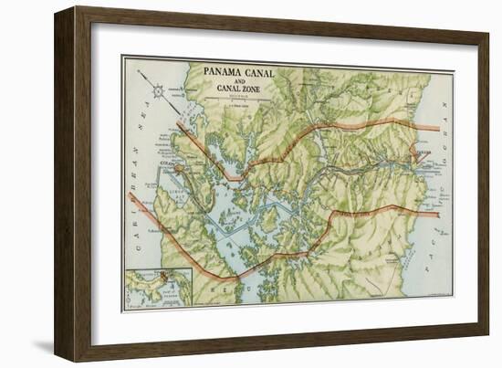 Panama Canal Zone Map, 1913 - north Diagonally Left-null-Framed Giclee Print