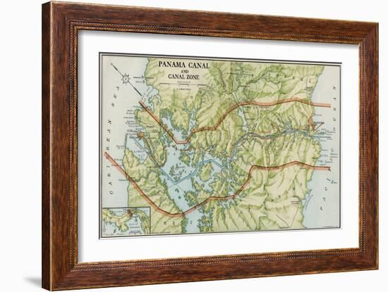 Panama Canal Zone Map, 1913 - north Diagonally Left-null-Framed Giclee Print