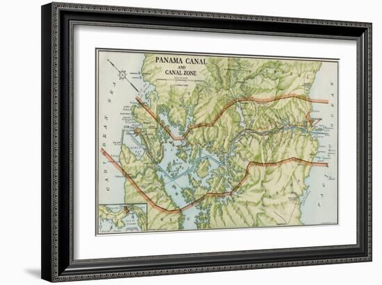 Panama Canal Zone Map, 1913 - north Diagonally Left-null-Framed Giclee Print