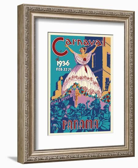 Panama Carnaval de (Carnival of) Feb 22-25, 1936 - Viva La Reina (Hail to the Queen)-null-Framed Art Print
