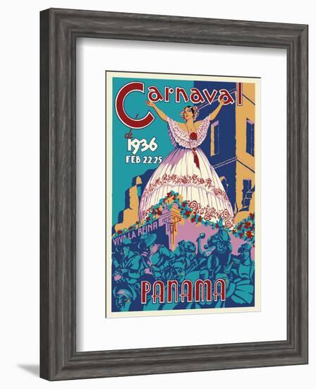 Panama Carnaval de (Carnival of) Feb 22-25, 1936 - Viva La Reina (Hail to the Queen)-null-Framed Art Print