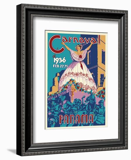 Panama Carnaval de (Carnival of) Feb 22-25, 1936 - Viva La Reina (Hail to the Queen)-null-Framed Art Print