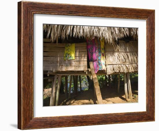 Panama, Chagres River, Embera Village, Thatched Hut-Jane Sweeney-Framed Photographic Print