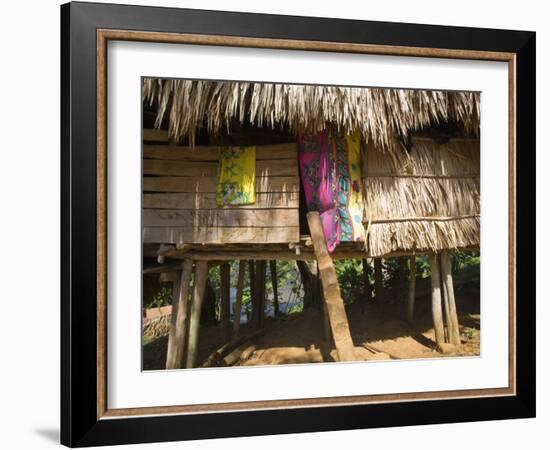 Panama, Chagres River, Embera Village, Thatched Hut-Jane Sweeney-Framed Photographic Print
