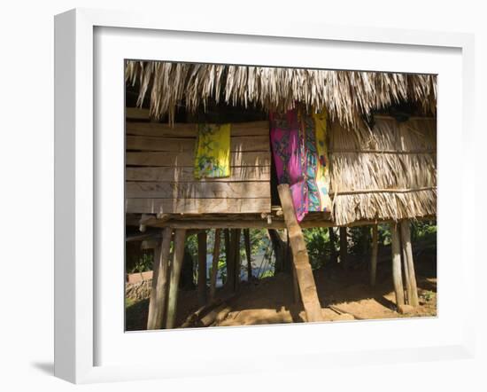 Panama, Chagres River, Embera Village, Thatched Hut-Jane Sweeney-Framed Photographic Print