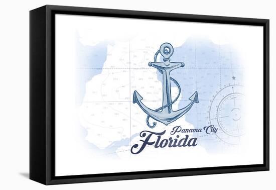 Panama City, Florida - Anchor - Blue - Coastal Icon-Lantern Press-Framed Stretched Canvas