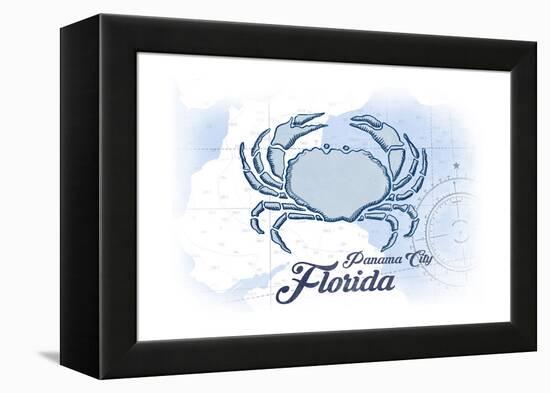 Panama City, Florida - Crab - Blue - Coastal Icon-Lantern Press-Framed Stretched Canvas