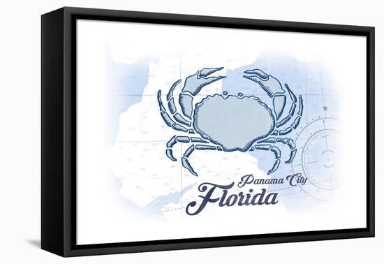 Panama City, Florida - Crab - Blue - Coastal Icon-Lantern Press-Framed Stretched Canvas
