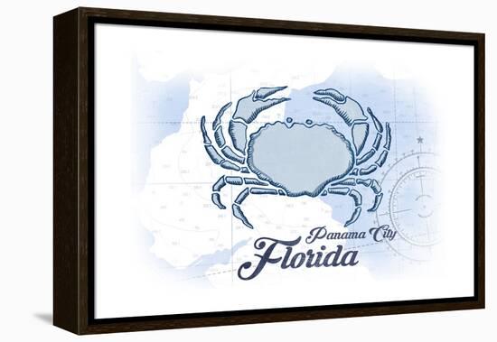 Panama City, Florida - Crab - Blue - Coastal Icon-Lantern Press-Framed Stretched Canvas