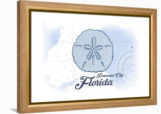 Panama City, Florida - Sand Dollar - Blue - Coastal Icon-Lantern Press-Framed Stretched Canvas
